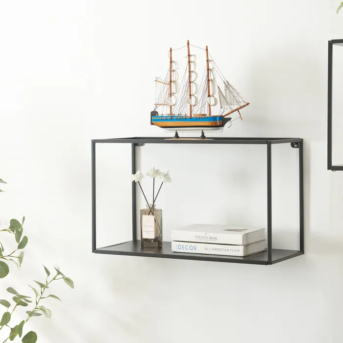 Étagère murale Notodden acier 60 x 25 x 35 cm noir en.casa