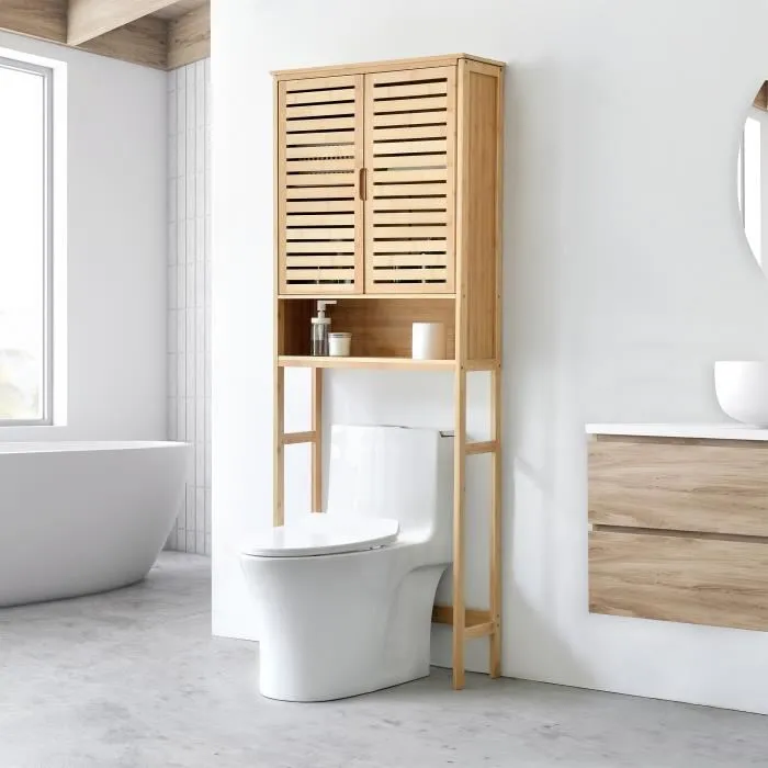 Meuble de rangement Geta pour WC à 2 portes 170 x 66 x 23 cm en.casa