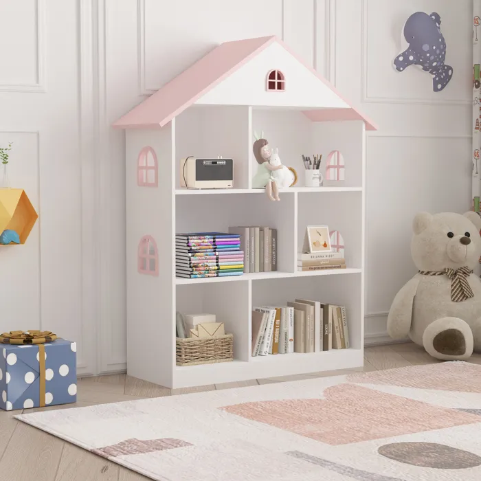 Bibliothèque pour enfants Vipsali 107 x 83 x 30 cm blanc en.casa