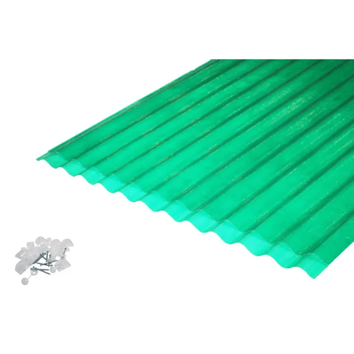 Lot 2 Plaques Polyester Po 76/18 Vert + 3 Kits De Fixations - Coloris - Vert, Largeur - 90 Cm, Longueur - 250 Cm