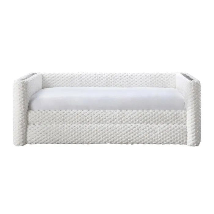 Leana - Lit Gigogne Tissu Blanc 90x190 Cm