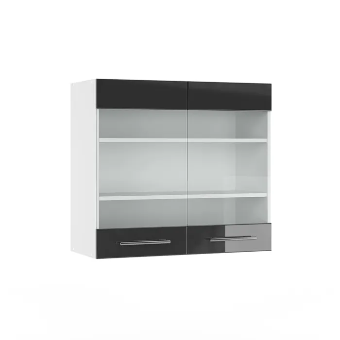 Vicco Meuble de cuisine haut vitré Anthracite Haute brillance 80cm