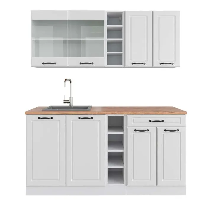 Vicco Cuisine Blanc campagne/blanc 160cm, PT Chêne