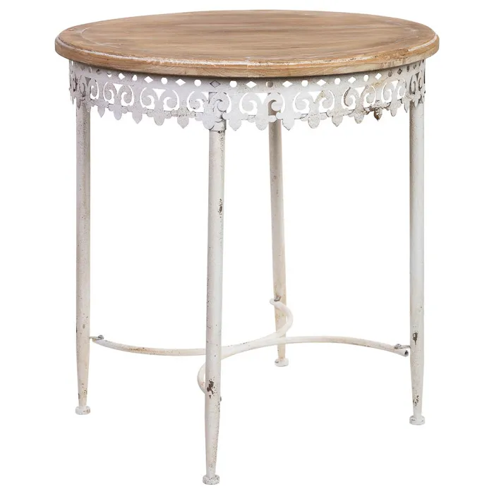 Table Ronde En Bois Et Métal Finition Vieillie 75x75x80h Cm