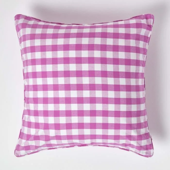 Housse De Coussin À Grands Carreaux Vichy Rose, 60x60cm - Homescapes