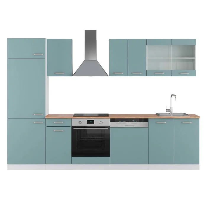 Vicco Cuisine Bleu-gris/blanc 300cm, PT Chêne