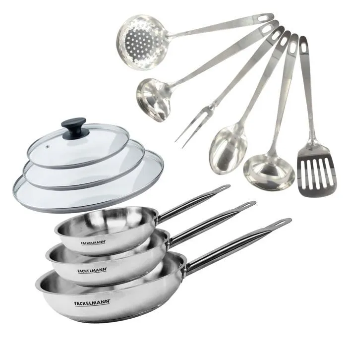 Set De 3 Poêles Eterna Inox Gris Métallisé 20/24/28 Cm Fackelmann
