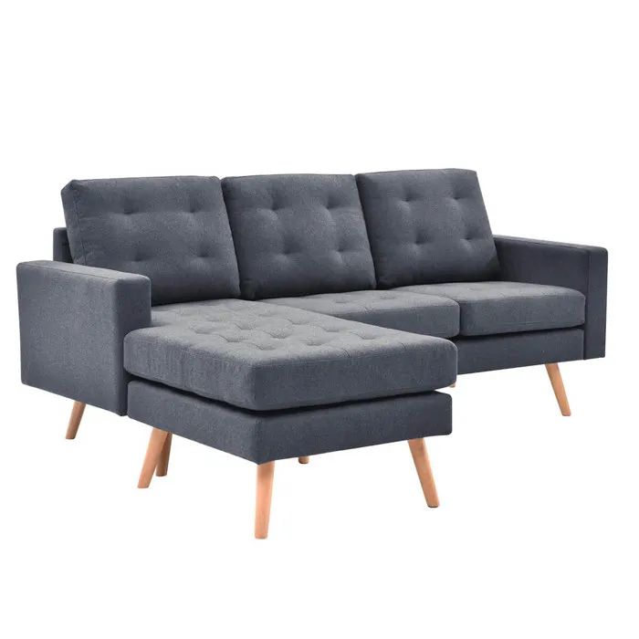 Kulma - Canapé D'angle Réversible Gris Foncé Capitonné