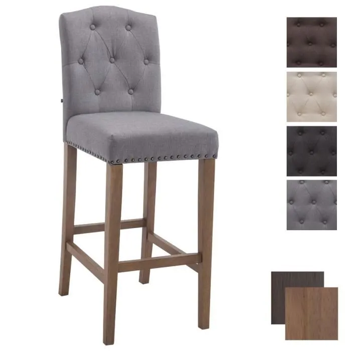 Tabouret De Bar Louise Tissu Antique Clair Gris Clair