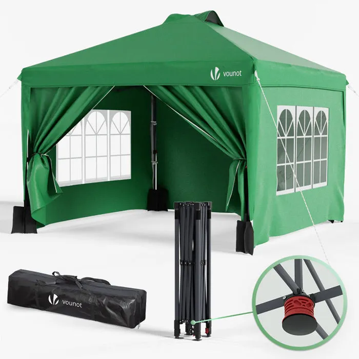 Vounot Tonnelle De Jardin 3x3m Pop Up Installation Facile Avec Portes Et Fenetres Vert