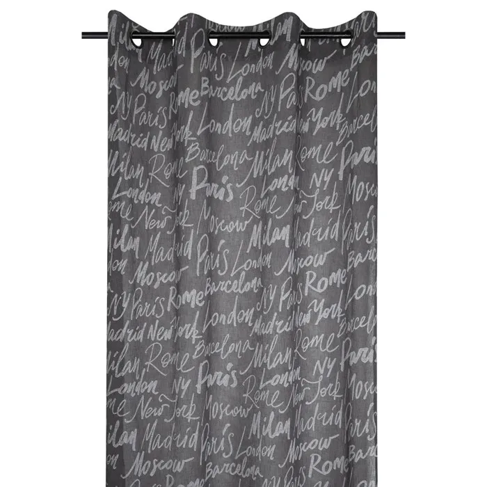 Voilage à œillets 140x260 cm Capitales anthracite