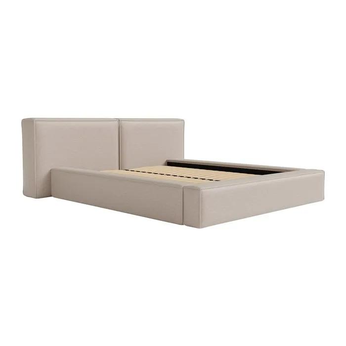 Lit coffre 140 x 190 cm - Tissu - Beige - TIMANO