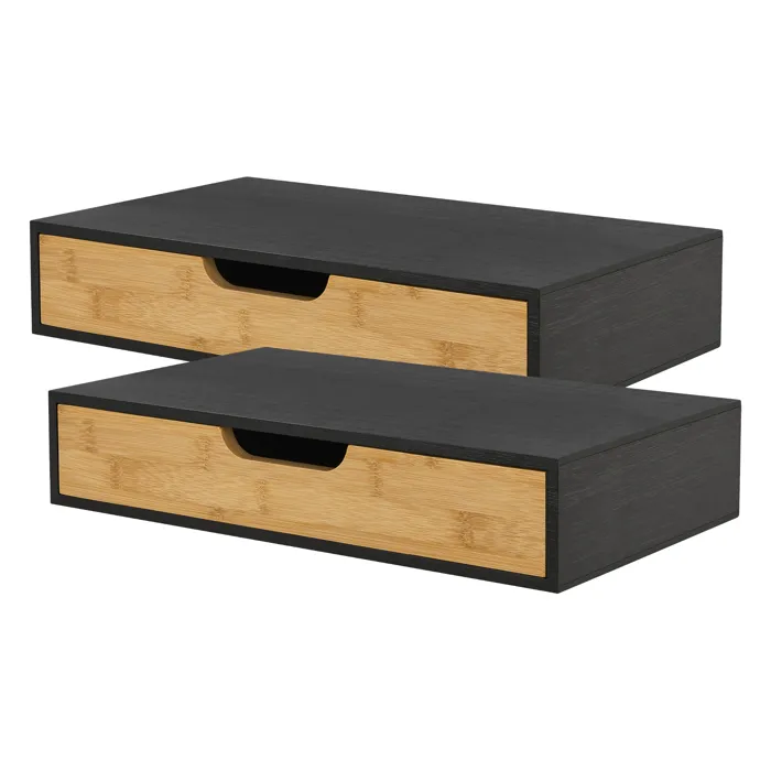 Lot de 2 étagères murales Bokn 40 x 24 x 8 cm noir naturel en.casa