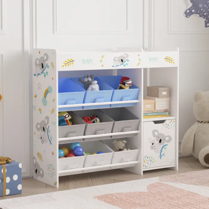 Étagère enfant Soendreland à motif koala 80 x 90 x 30 cm blanc gris bleu en.casa