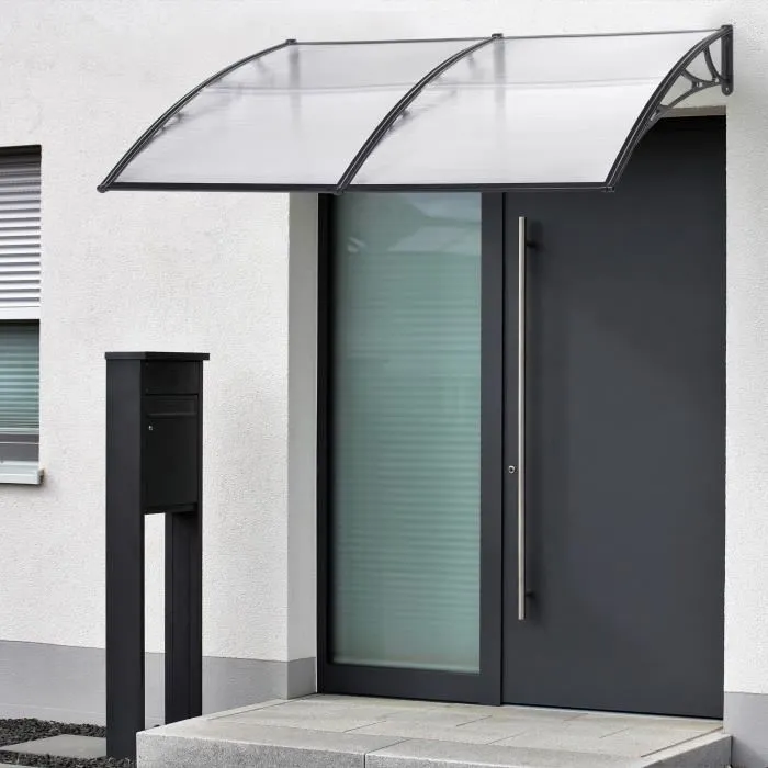 Auvent de Porte d'Entrée Mellerud 300 x 100 cm Noir Transparent en.casa