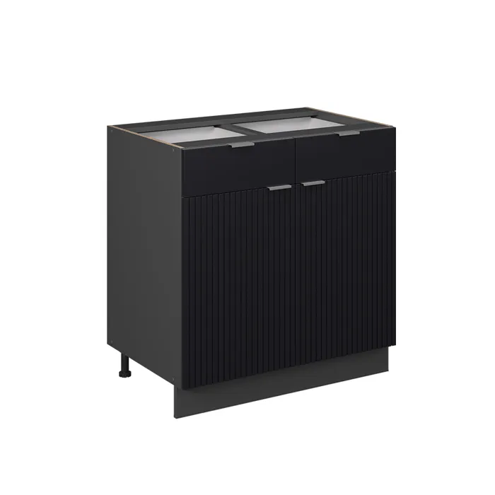 Vicco Meuble cuisine Noir rayé 80cm sans PT