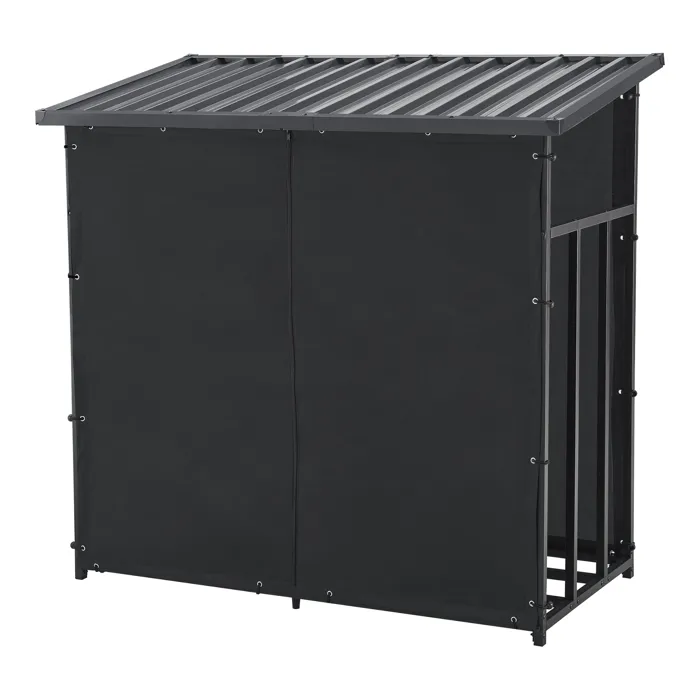 Abri-bûches couvert acier 145 x 143 x 70 cm noir casa.pro