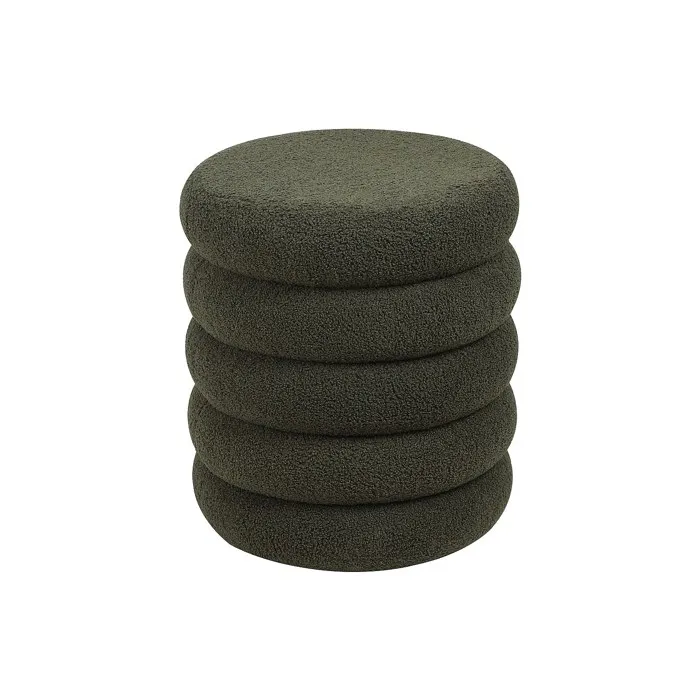 Pouf en tissu bouclette vert sapin ECAMBI