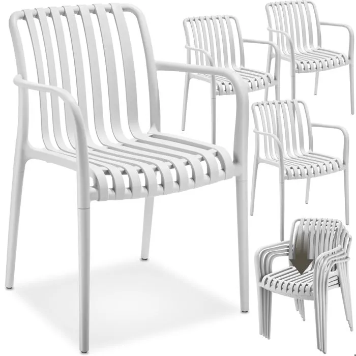 Lot 4 chaises de jardin empilables résistantes aux intempéries crème