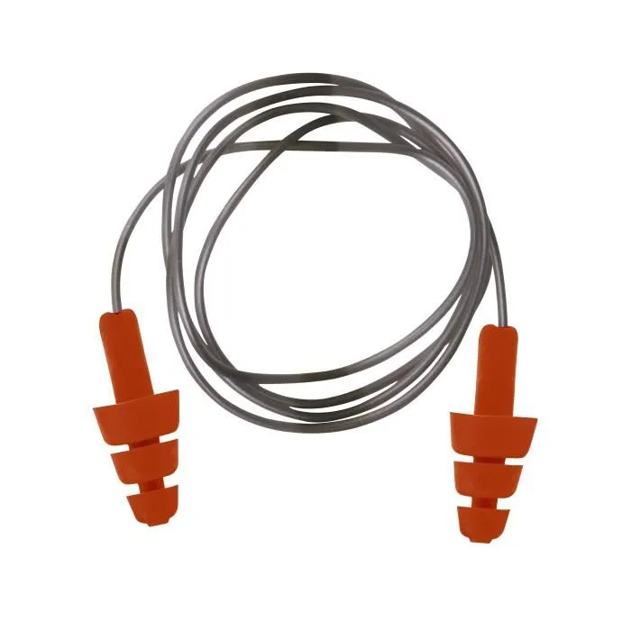 Bouchon anti-bruit Portwest TPE Réutilisable avec cordelette (50 paires) Orange Unique