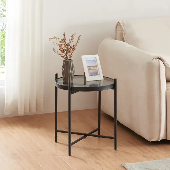 Table d'appoint ronde Lier 46 x 42 cm noir en.casa