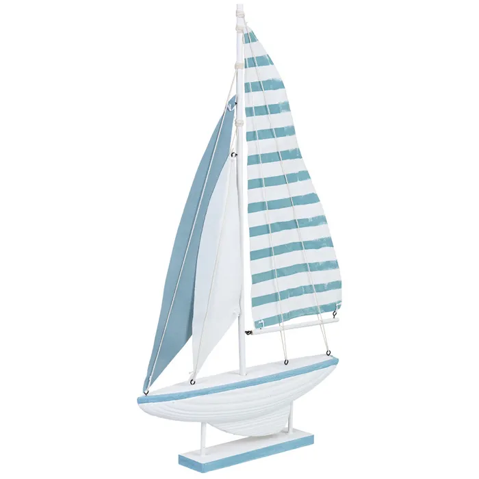 Figurine Décorative Bateau En Bois Bleu 31 X 5 X 56 Cm (h)