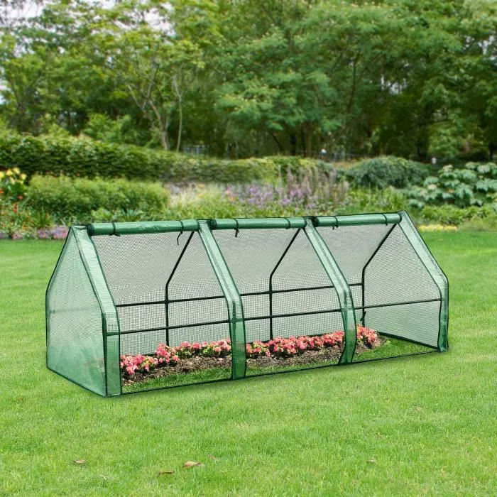 Châssis De Jardin Höflein À 3 Fenêtres En Acier Et Polyéthylène 240 X 90 X 90 Cm Vert