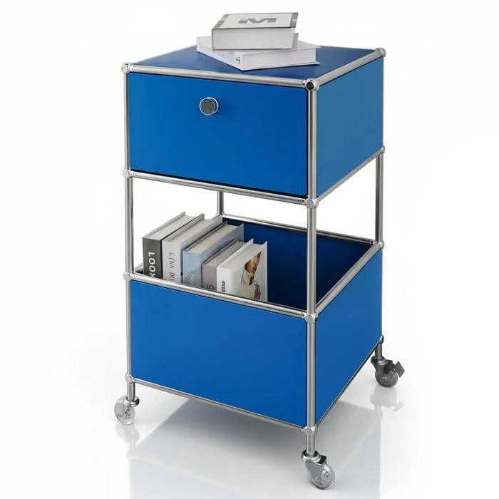Étagère métal chromé design épuré, Concept Epuré MK-145 L40 x P40 x H75cm, Bleu