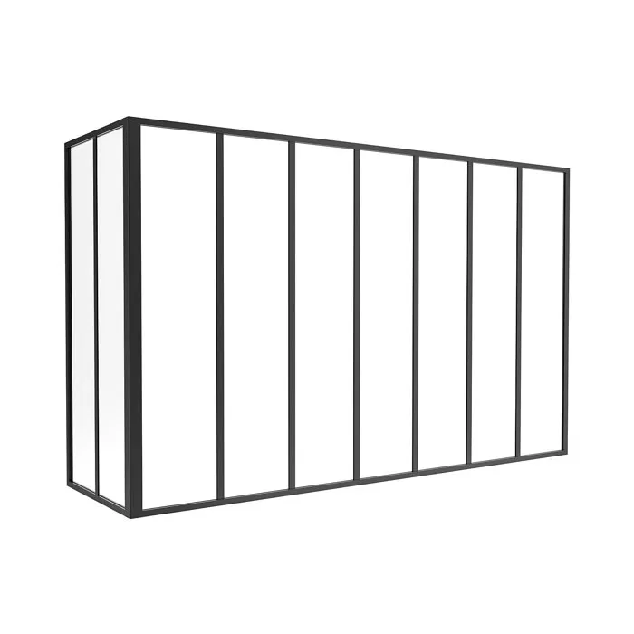 Verrière d'angle d'atelier en aluminium thermolaqué noir 210 x 60 x 130 cm (L x l x H) - BAYVIEW