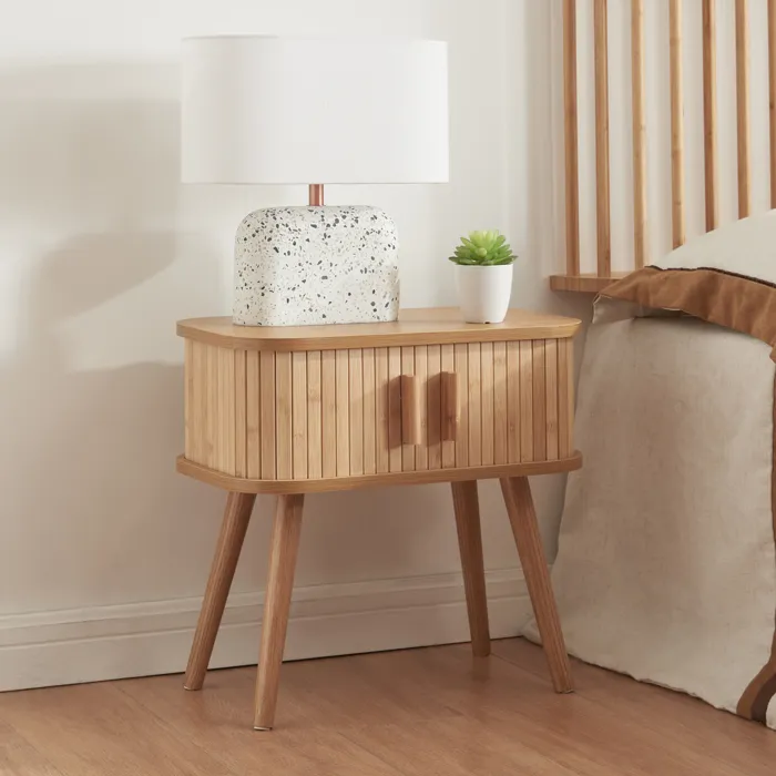Table d'appoint Nordkapp bambou bois 48 x 30 x 45 cm naturel en.casa