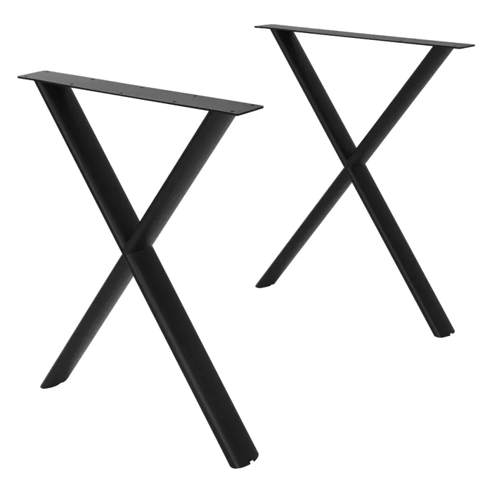 Ml-design Pieds De Table À Manger En Métal Noir, Lot De 2, Pour Intérieur Et Extérieur, Forme De X, Réglables En Hauteur, Cadre De Bureau Support Pour Banc Meubles, 60 X 72 Cm, Profil Ovale En Acier