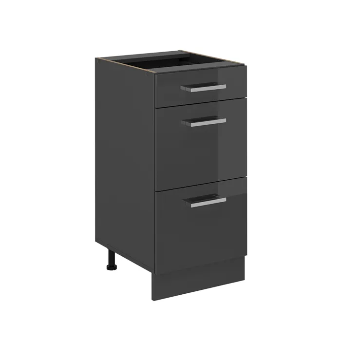 Vicco Meuble cuisine Anthracite Haute brillance 40cm avec tiroirs, sans PT