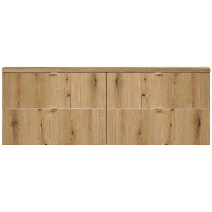 Meuble sous lavabo double NEWPORT 160 x 60 x 40 cm effet chêne en.casa