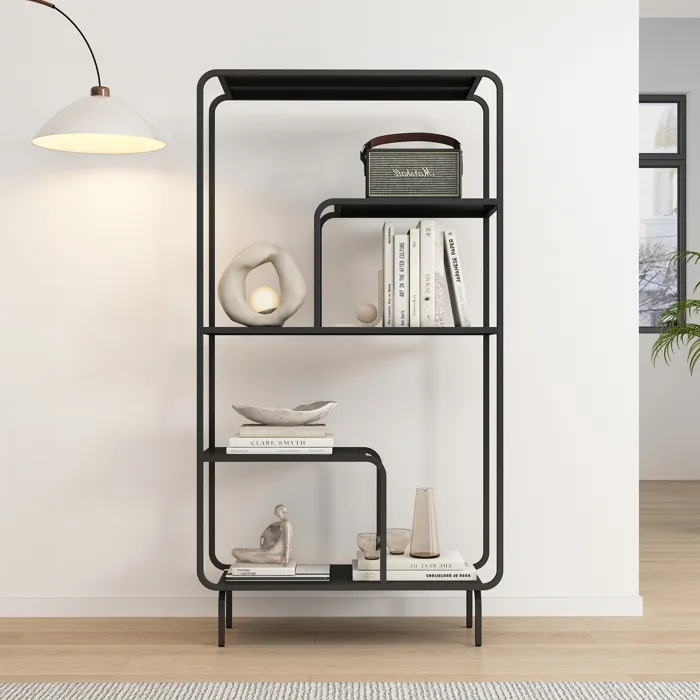 Étagère autoportante Færder acier 145 x 76 x 33 cm noir en.casa