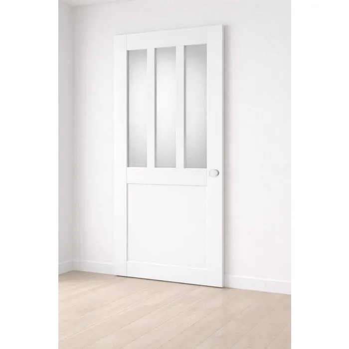 Porte Coulissante Atelier Blanc Vitre Depoli H204 X L73 Cm, Coquilles Blanc Gd Menuiseries