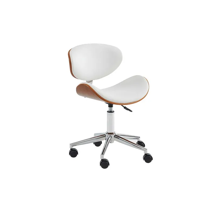Chaise De Bureau Montenegro - Hauteur Ajustable - Simili - Noyer Et Blanc
