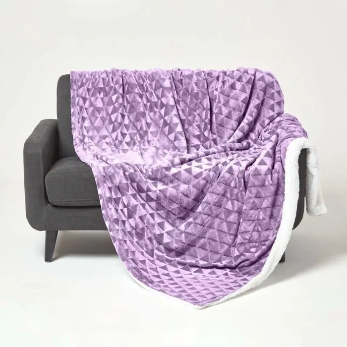 Plaid Polaire Violet 160x200cm Revers Sherpa Homescapes