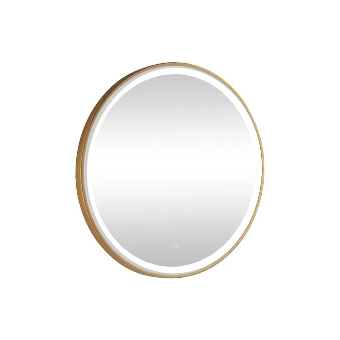 Miroir de salle de bain lumineux rond doré avec Leds - D80 cm - NUMEA