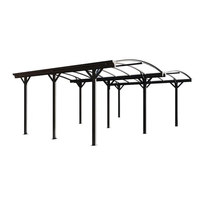 Carport pergola double autoportant en aluminium - 2 voitures - 30 m² - Gris anthracite - BARESA
