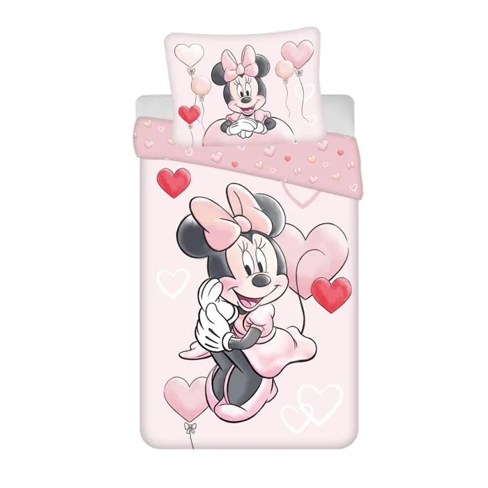 Disney - Parure De Lit En Coton "minnie: Coeurs" - 140 X 200 Cm