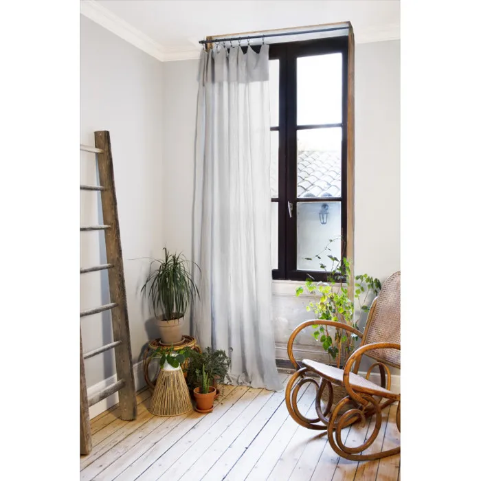 Lot De 2 Rideaux Ajustables + 8 Anneaux Pince "gaîa" 140 X 300 Cm "gaze De Coton" L'effet Papillon