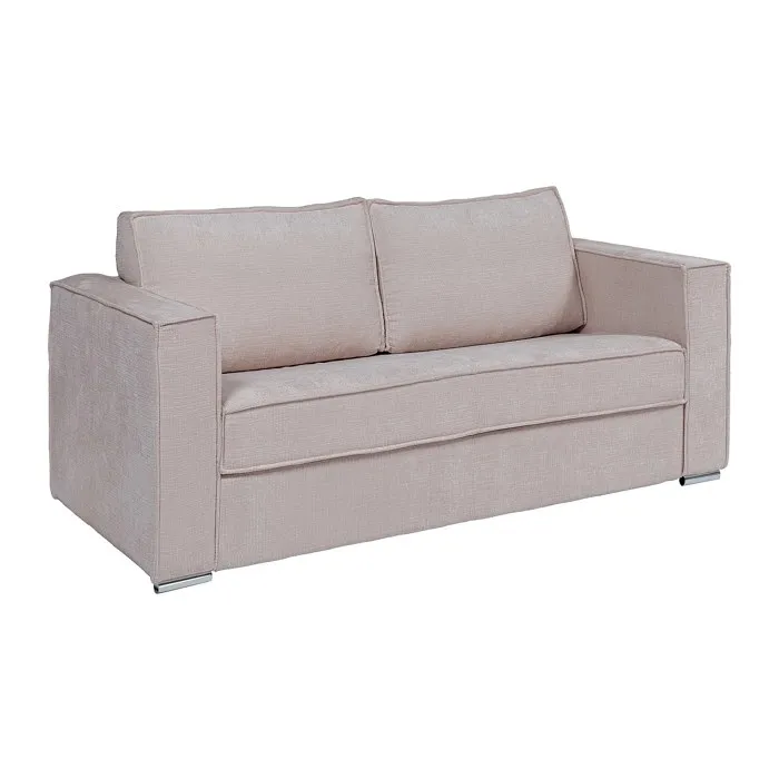 Canapé 3 places convertible express en tissu chenille taupe - Couchage 140 cm - Matelas 14 cm LORETO