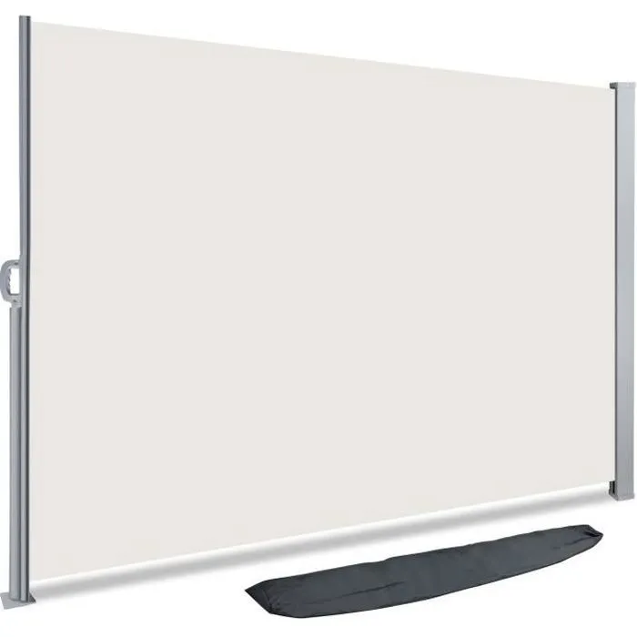 Paravent retractable avec housse de protection 180x300cm Beige VOUNOT
