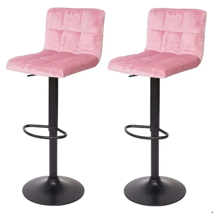Lot De 2 Tabourets De Bar Réglable En Hauteur Tissu Velours Rose Velvet Peids 04_0000152