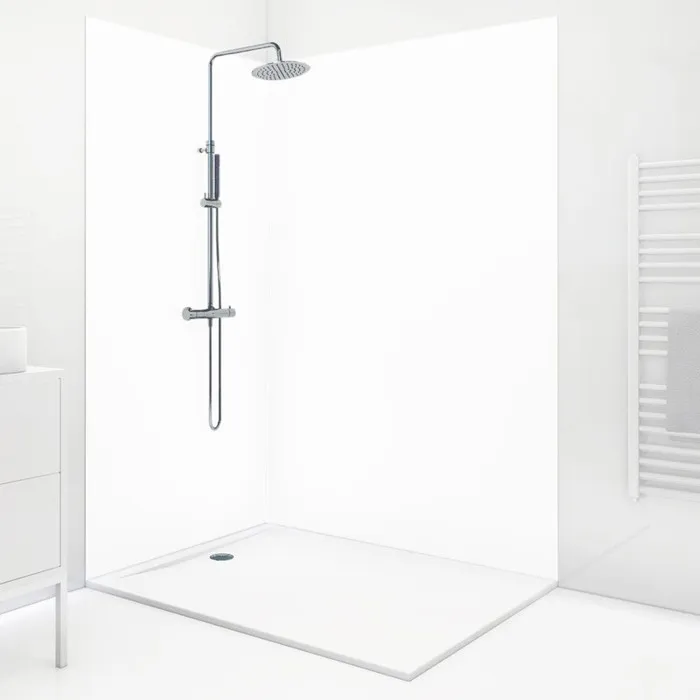 Lot de 2 panneaux de douche en aluminium (90x220 & 120x220 cm) + profilés blanc - Essentiel - Blanc