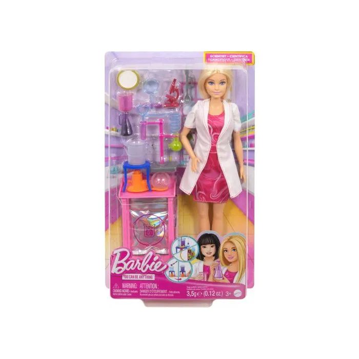 Coffret Barbie Scientifique: Poupée Blonde Docteur Avec 17 Accessoires - Poupée Mannequin - Mattel - Jcr70