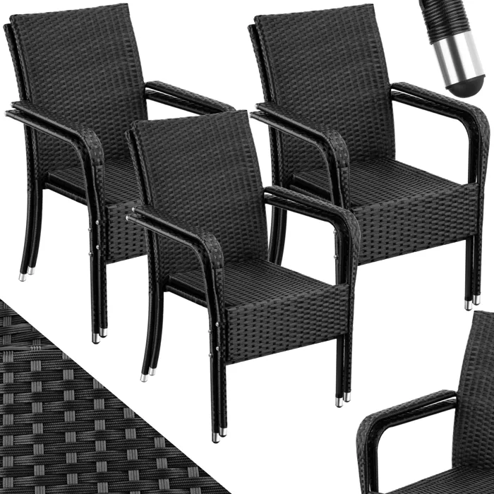 Lot De 6 Chaises En Rotin Résistantes Aux Uvs Capacité Charge 120kg