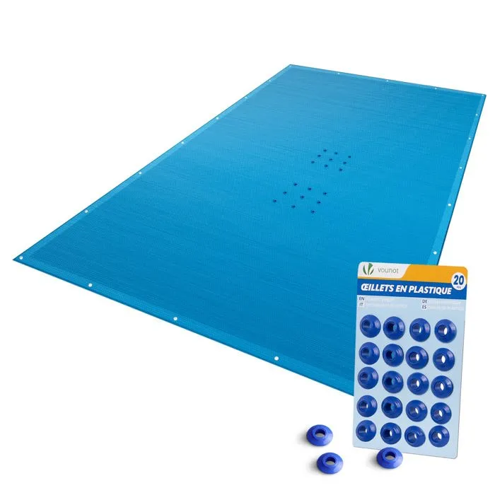Vounot Bache Piscine Rectangulaire En Polyethylene 160 Gr/m2 4x7m Bleue Foncé