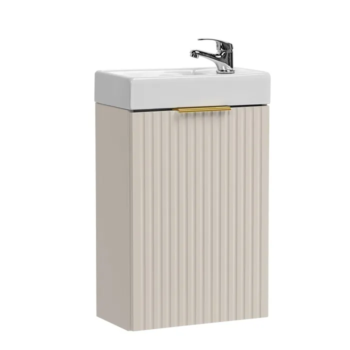 Ensemble meuble lave-mains suspendu ADEL cachemire avec le lavabo FIKA 40 cm