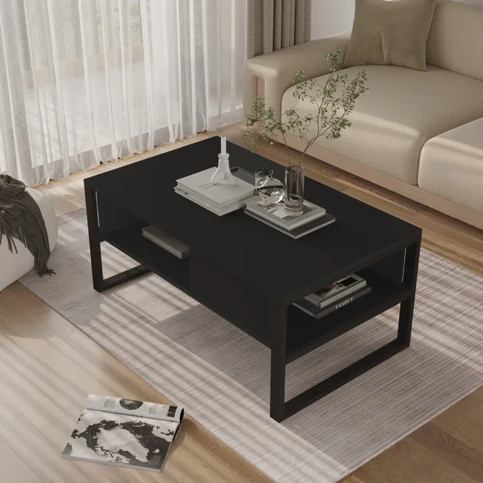 Table basse Laukaa 100 x 60 x 45 cm noir en.casa